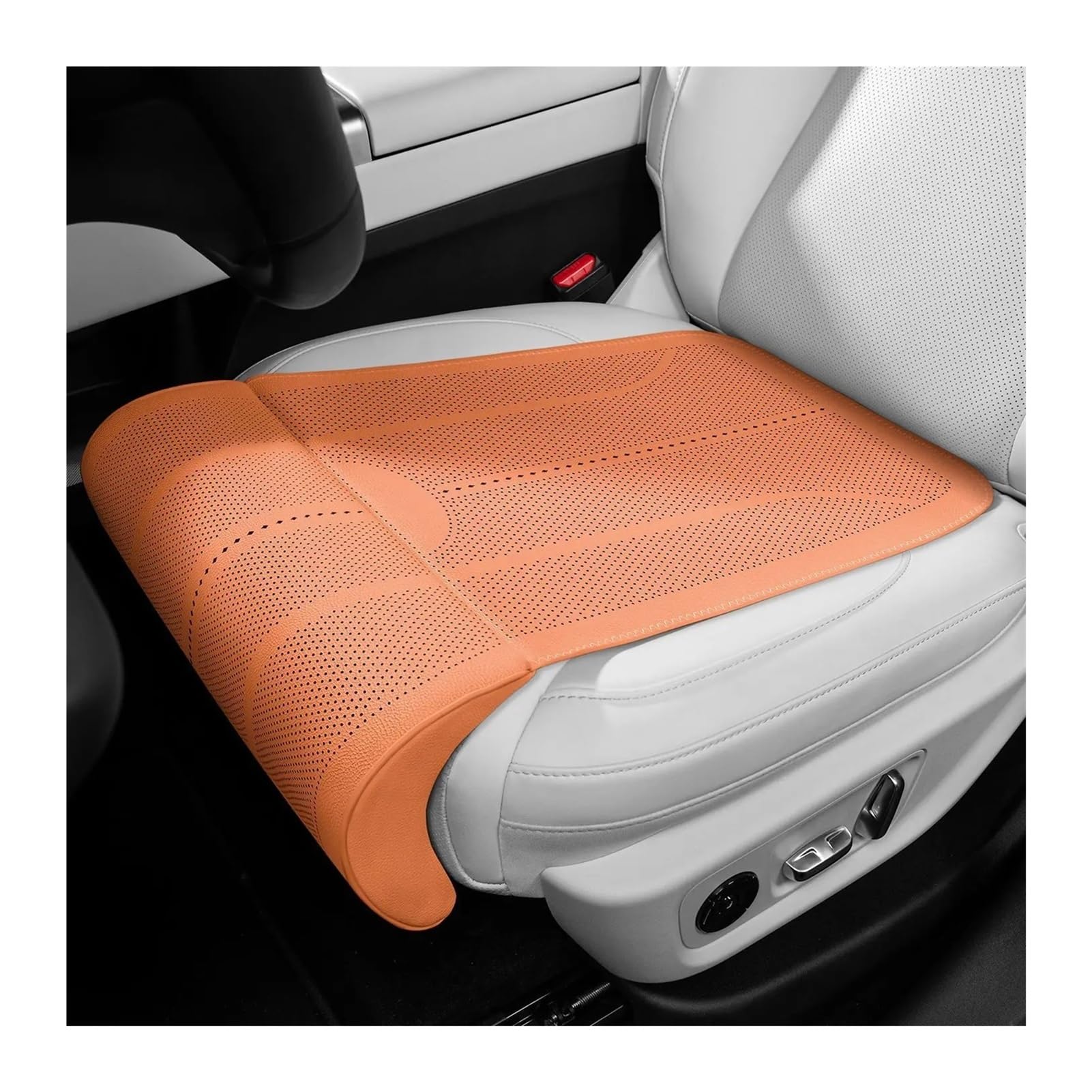Hviyroi car seat cushion Universal Breathable PU Leather Seat Cover Protector Pad with Leg Support(Orange)