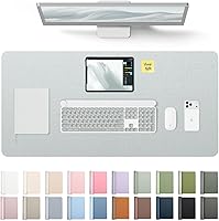 Vista 66 de YSAGi Protector de escritorio de cuero, tapete de oficina, alfombrilla grande para mouse, secante antideslizante de cuero PU, escritorio