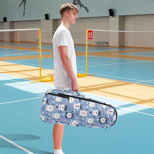 Miniatura 8 de Bolsa de tenis y bádminton linda y resistente y sencilla con cremallera azul, bolsa de tenis para hombres y mujeres, bolsa deportiva para raquetas