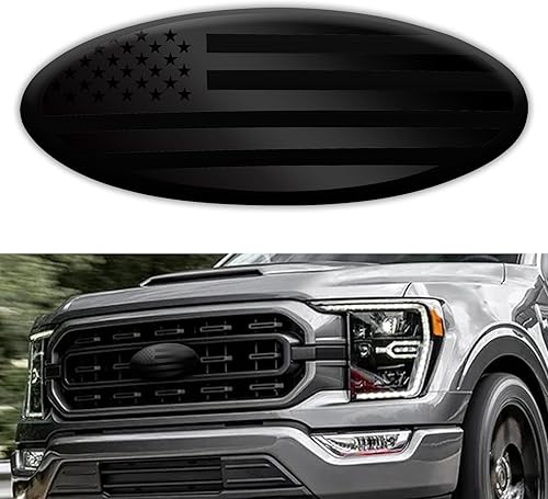 Emblema superpuesto para Ford de 9 pulgadas, emblemas de decoración de automóvil de rejilla delantera ovalada de aluminio, bandera estadounidense