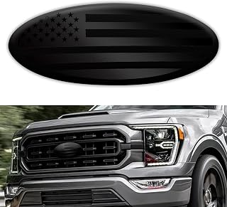 PVOTAWP Overlay Emblem Fit for Ford, 9 Inch Front Grille Tailgate Car Decoration Emblems, Oval Aluminum American Flag Compatible with Ford F150 F250 F350 Edge Explorer Ranger Expedition (Black