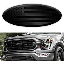 Overlay Emblem Fit for Ford, 9 Inch Front Grille Tailgate Emblems, Oval Aluminum American Flag Compatible with Ford F150 F250 F350 Edge Explorer Ranger Expedition Black PVOTAWP-FTCB01