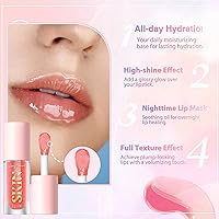 Vista 4 de LANGMANNI Aceite de labios, bálsamo labial brillo no pegajoso, cuidado labial, aceite labial con sabor a fruta para labios secos hidratantes