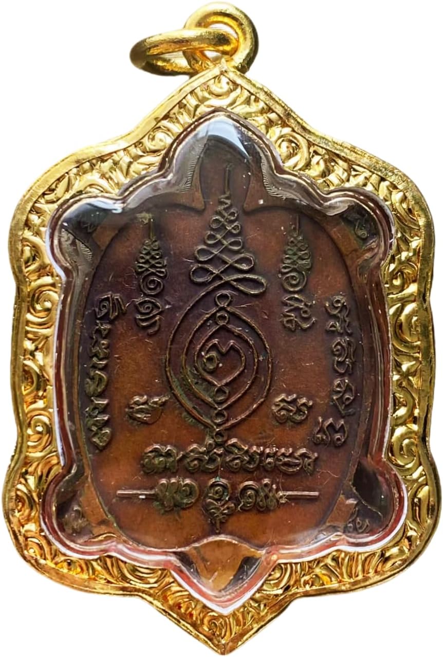 07.Thai Powerful Jewelry Amulet Turtle Coin Pendant, part of the LP Liew Amulets Series SUK JAI, from Wat Rai Tang Thong. good luck and success to traders with its powerful magic.