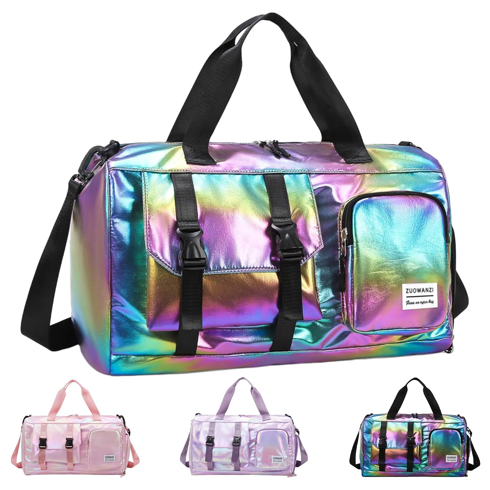 MeYuxg Borsa da Viaggio per Donna con Scomparto per Scarpe e Scomparto per Articoli Bagnati, Borsa da Viaggio per Donna con Effetto Glitter Gym Bag, Borsa Impermeabile per Nuoto, Borsa per Allenamento