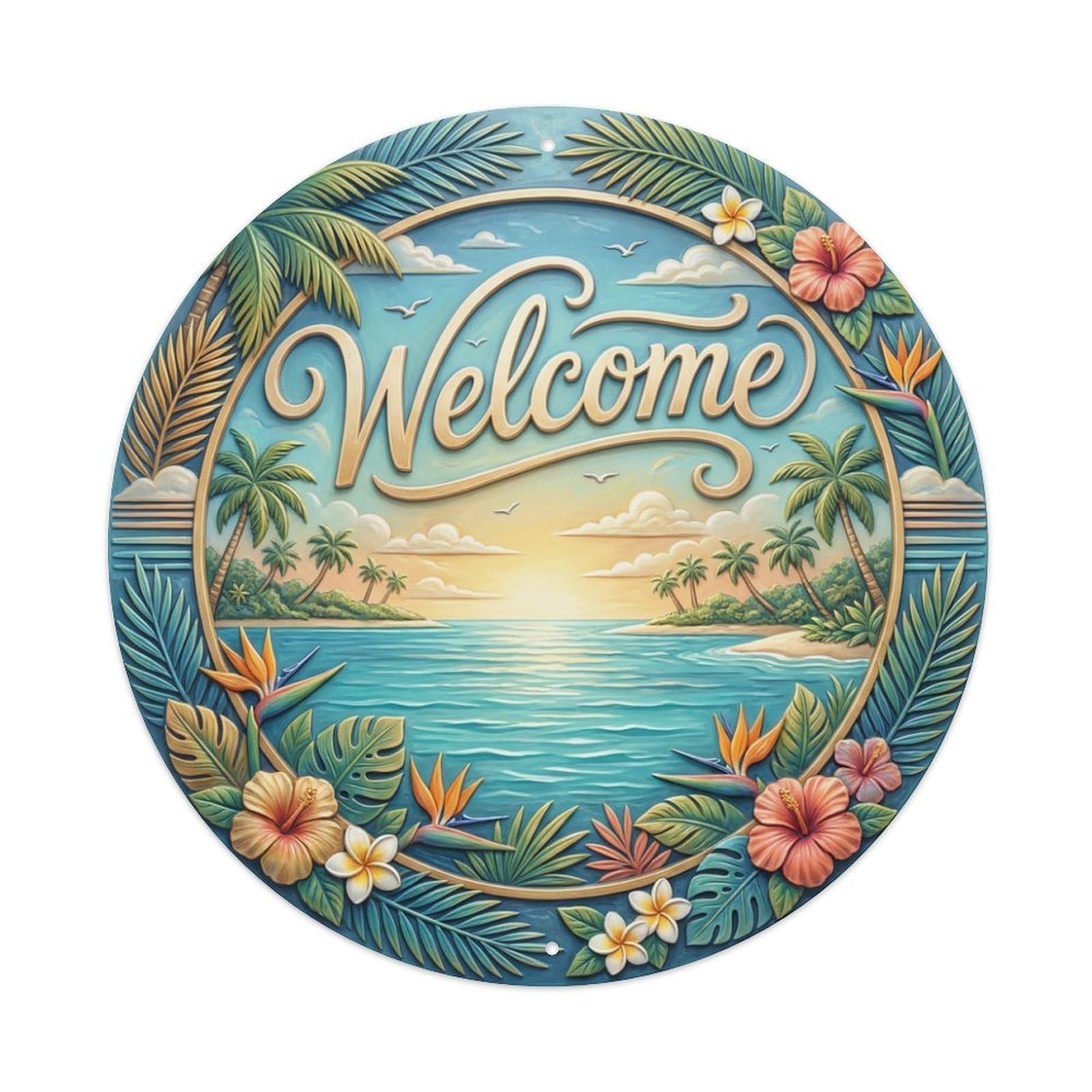 Metal Tin Sign Tropical Horizon Welcome Endless Summer