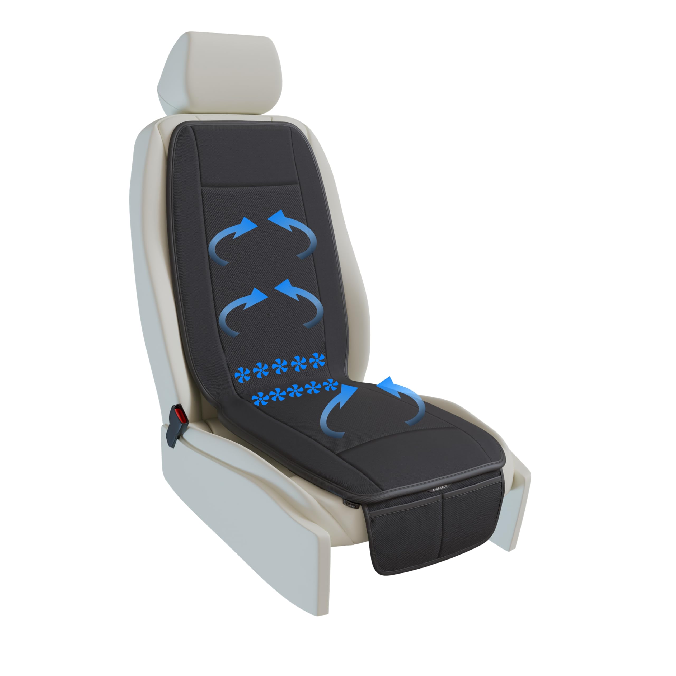 AIRBRACE Apron Pro (2025 Model) | 10x Inbuilt Fan Fitted Ventilated Seat Cushion | Cooling Seat Cushion | Car Accessory | Suitable for All Cars (Black)-image-27
