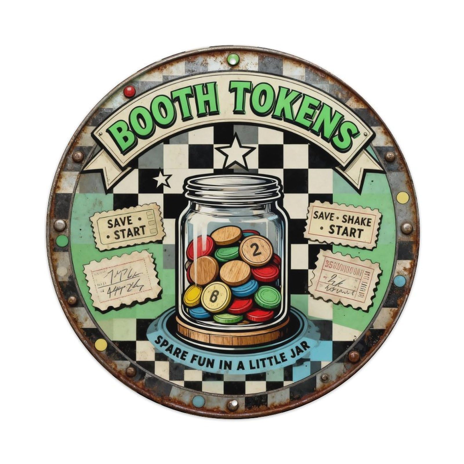 Booth Tokens Sign Metal Tin Sign Plaque