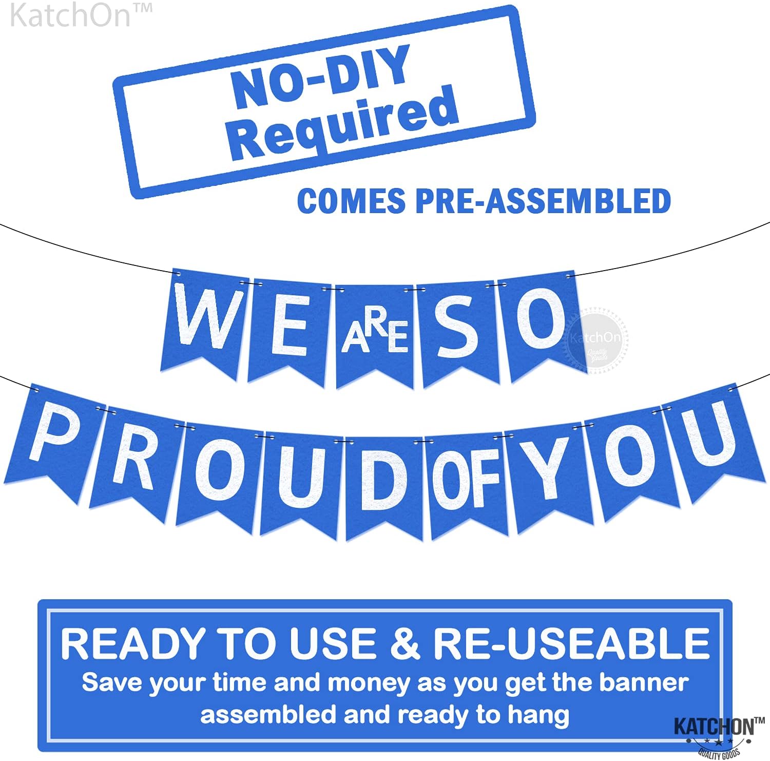 KatchOn, We are So Proud of You Banner - Huge, 10 Feet, No DIY | Congratulations Banner for Blue and White Graduation Decorations 2026 Graduation Banner for Congratulations Decorations