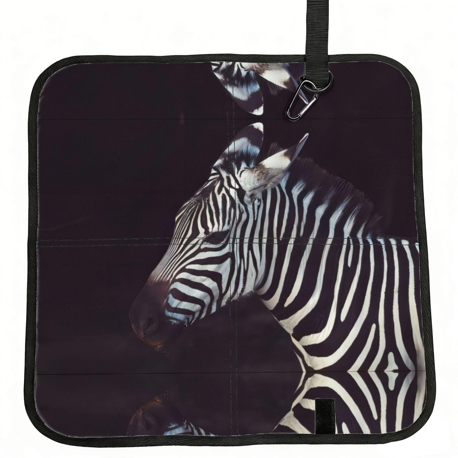 WBQLSL Animal Zebra Foldable Seat Cushion - Portable Stadium Pad with Carabiner for Camping Hiking Picnic Beach