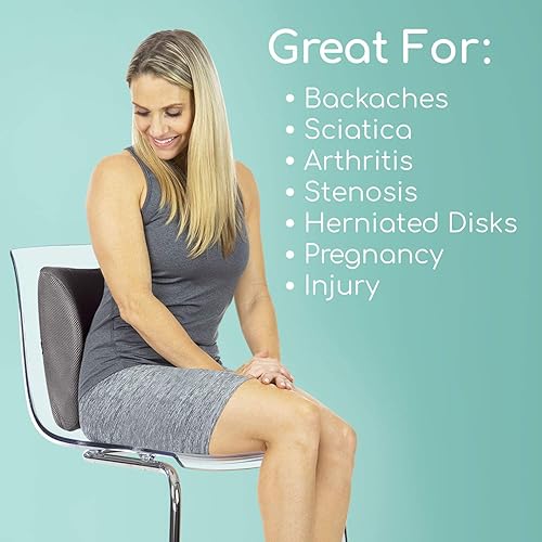 Miniatura 3 de Almohada para apoyo lumbar de Vive, cojín para respaldo lumbar para silla de oficina, auto, escritorio y computadora, almohadilla terapéutica con