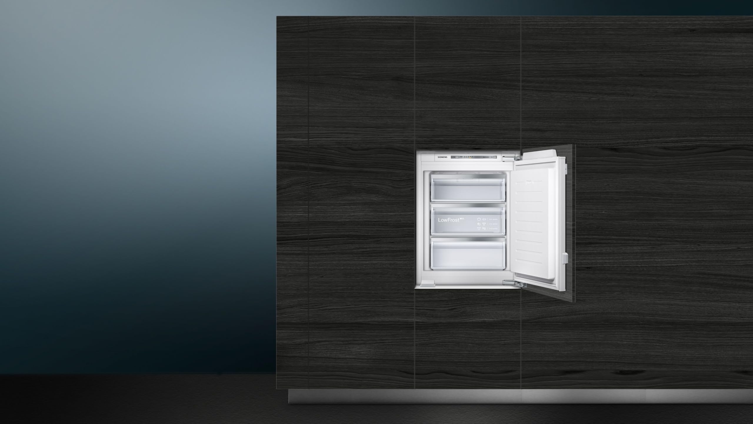 Siemens GI11VAFE0 iQ300 Einbau-Gefrierschrank, Made in Germany, 167 kWh pro Jahr, 72 L, lowFrost, freshSense, softClosing Tür, Flachscharnier