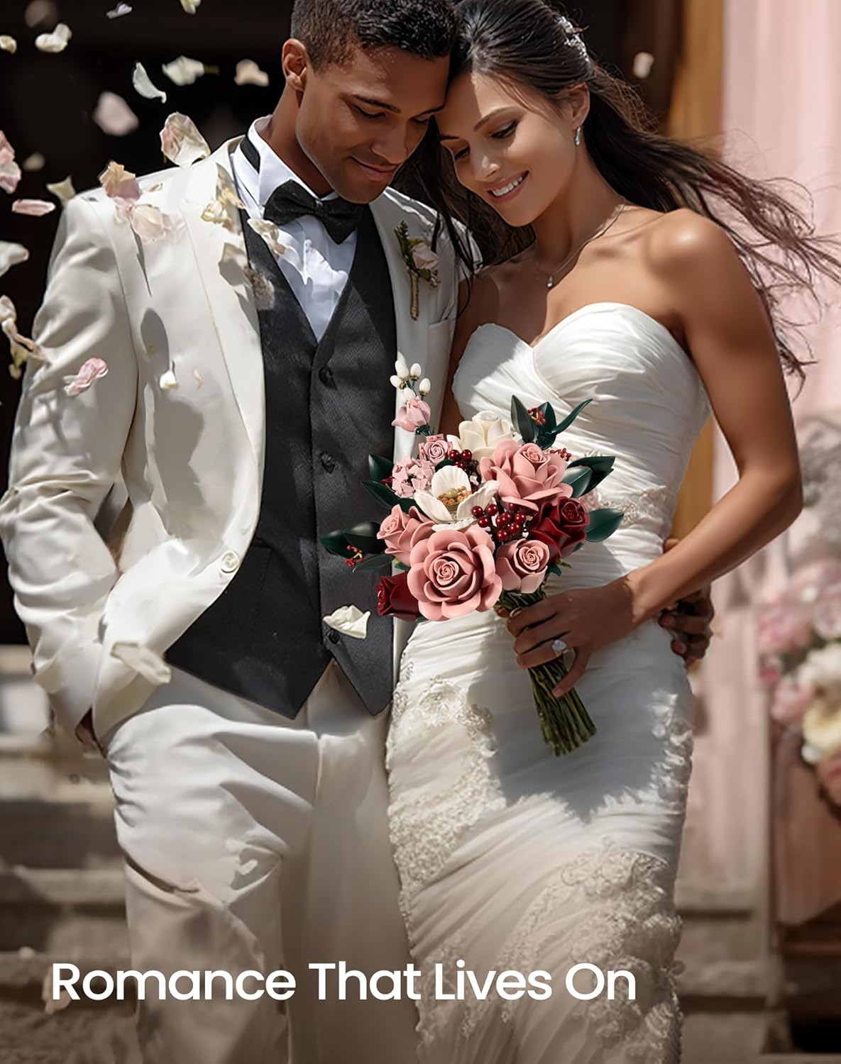 iATOM Pink Roses Flower Bouquet Building Set, Artificial Flowers Botanical Collection Kit for Adults Women & Men - Gift for Valentines Day, Home Room Office Shelf Centerpieces Decor - IA11022 - Image 6