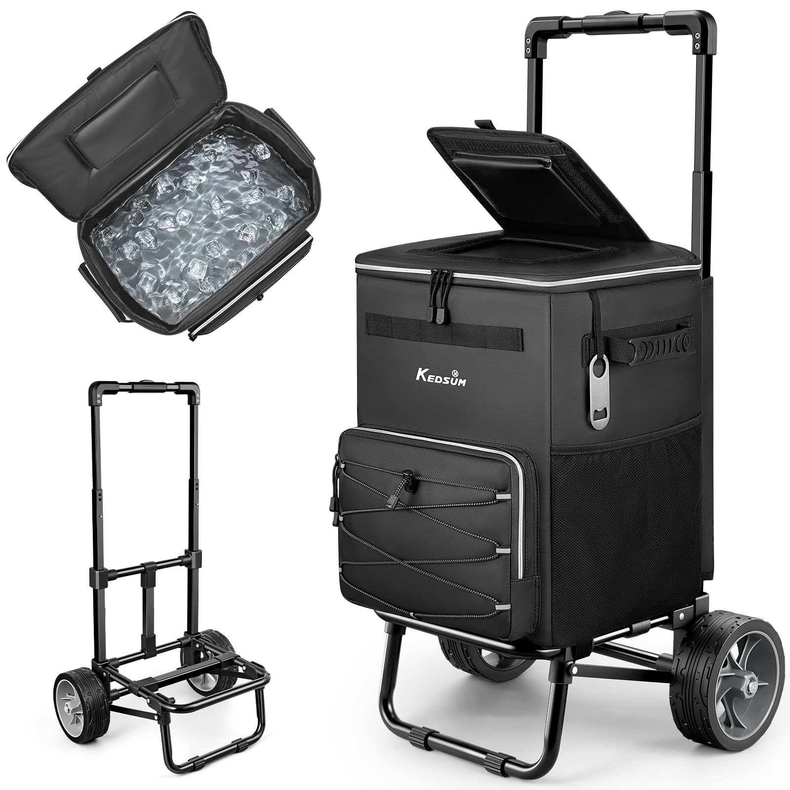 KEDSUM 60-Can 250LB Rolling Cooler, 20H Cold Retention Cooler with Wheels | Thick Insulat…