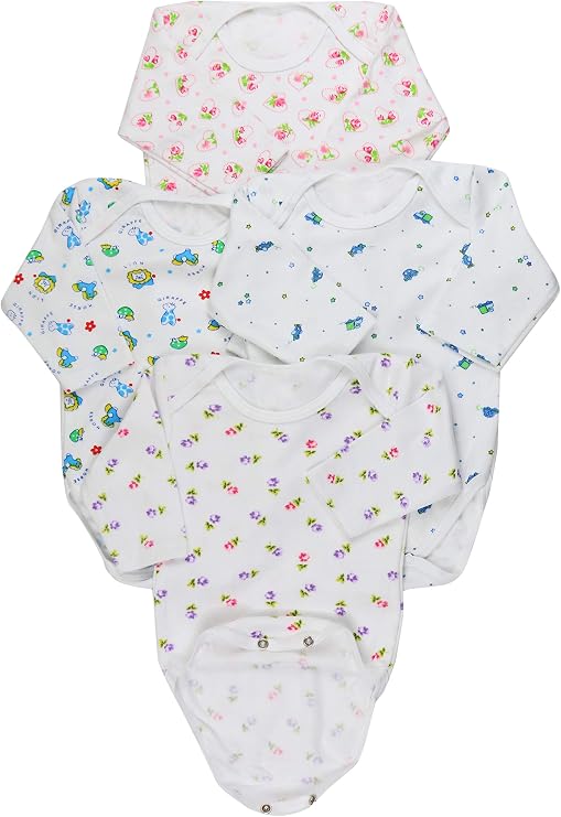 ToBeInStyle Babys' 4 Pack of 3/4 Sleeve One-Piece Bodysuit