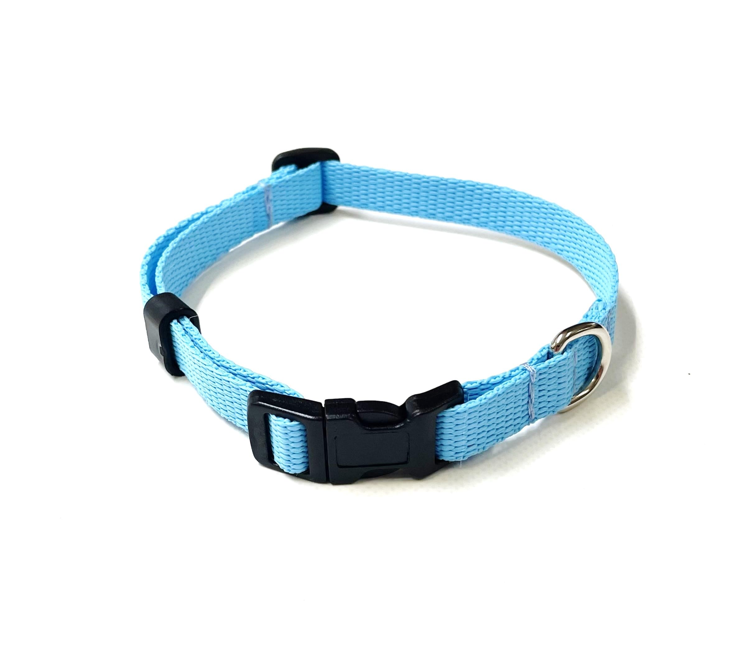 Puppy Collar Small Dog Collar Adjustable Strong Durable Training Walking 13mm Webbing (Small (10" - 15"), Sky Blue) — image 1
