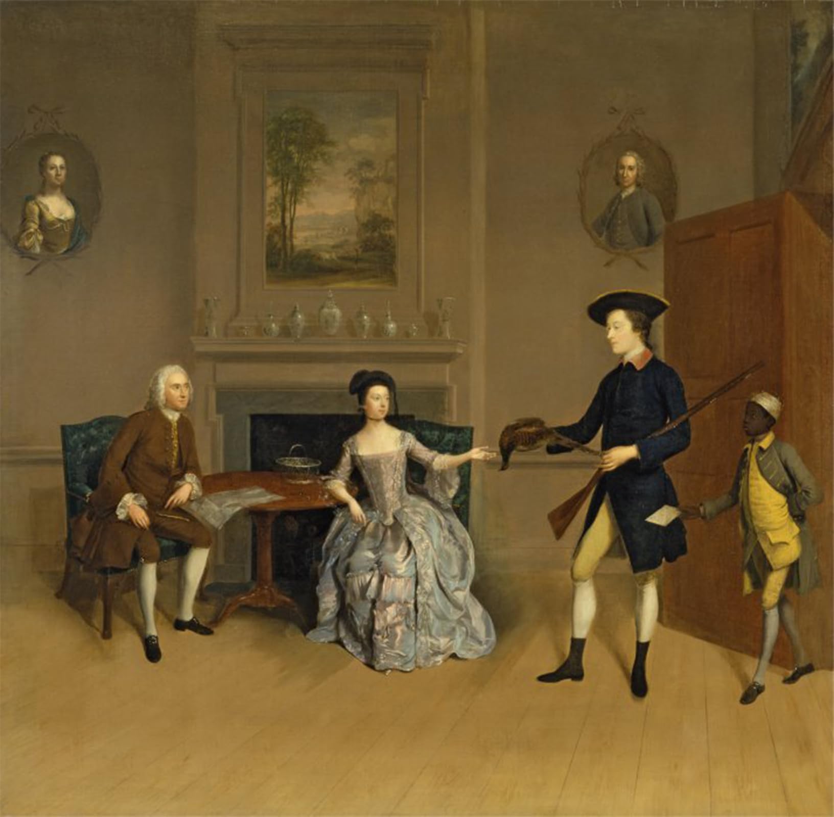 ARTXLXXBN Famous Prints Artwork Pictures Poster Painting Art Orde His Wife Anne His Eldest Son by Arthur Devis Artwork Landscape Pictures for Home Decor 60x90cm