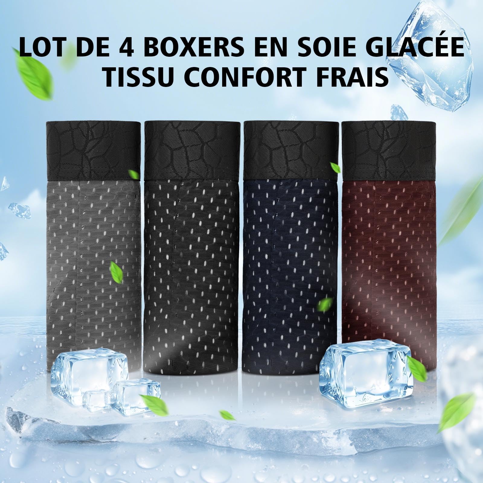 Hellomamma Boxer Homme Calecon Long: sous-Vêtement Boxers Anti Frottement Respirant en Maille Confortables sans Étiquette pour Sport Running Fitness Lot de 4