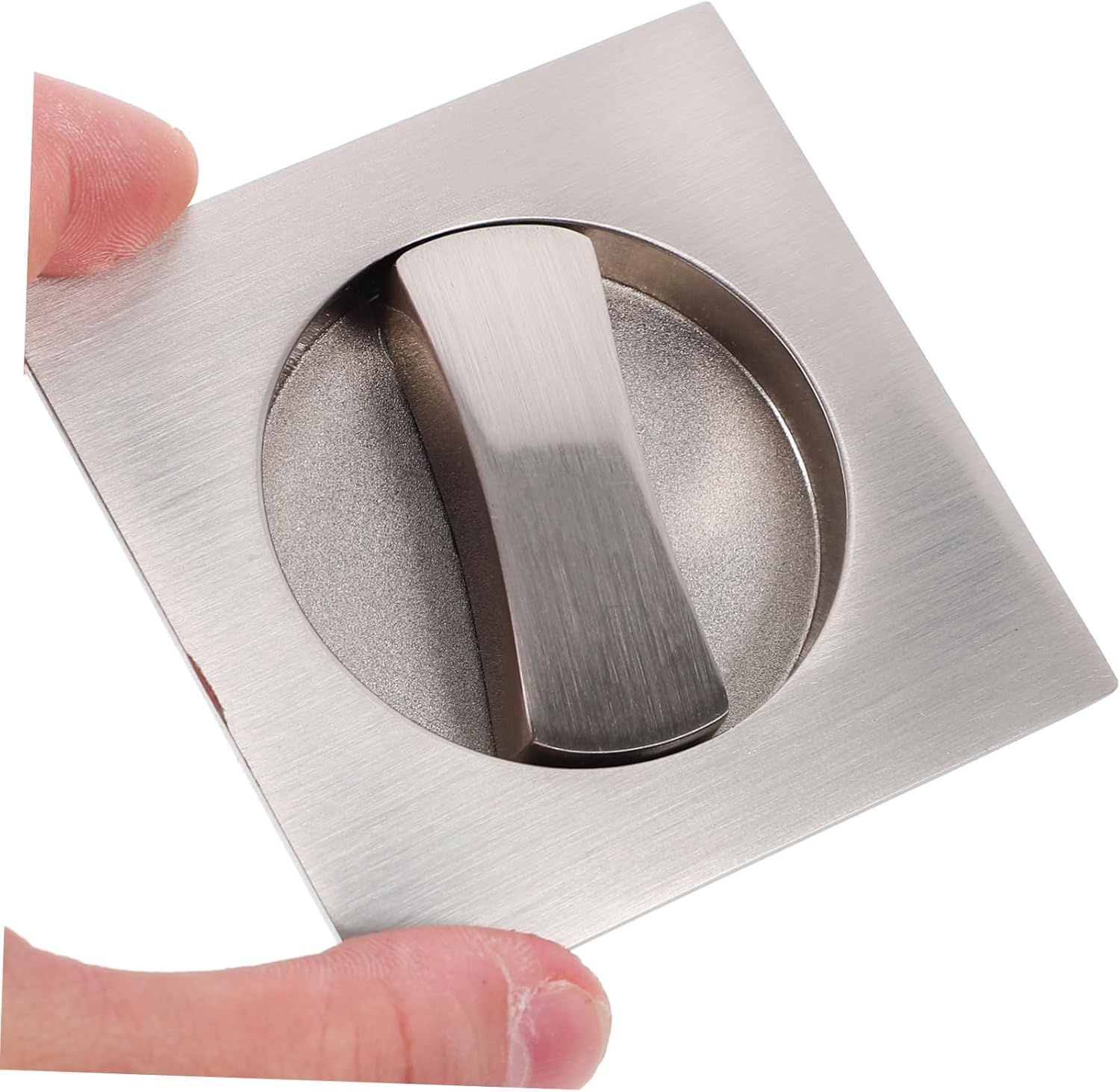 Privacy Pocket Door Lock with Keys Zinc Alloy Metal Hardware Invisible Lock for Bedrooms Bathrooms Offices Easy DIY Installation Brushed Finish