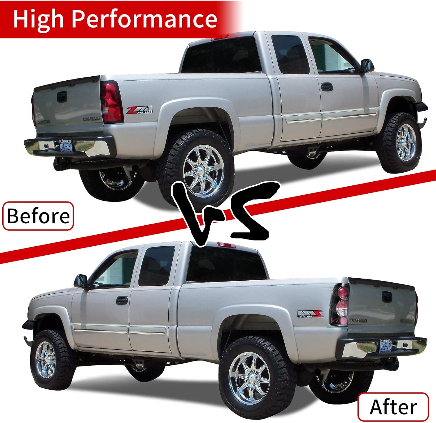 Rear Tail Lights assemblies fit for Chevy Silverado 1999-2006 with Classic Body Style 2Pcs Black/Clear lens