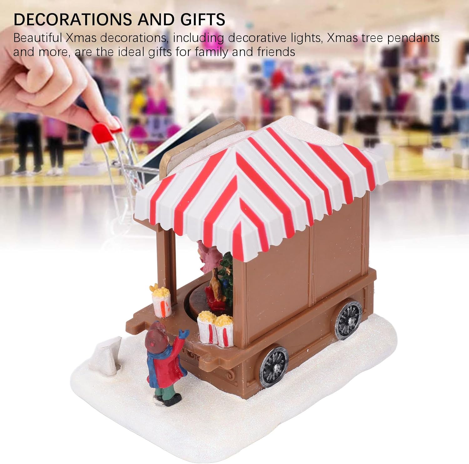 Christmas Village Houses with Music Box and LED Lights, Ceramic Xmas Village Building for Desktop Tabletop, Glowing Animated Holiday Decor, Festive Gift for Christmas (Xmas Tree)