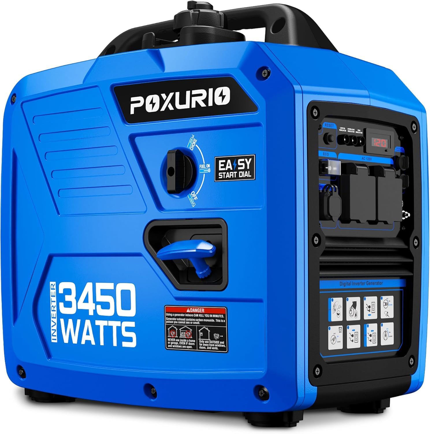 3450-Watt Portable Inverter Generator for Home Use, 1.6Gallon Large Fuel Tank Up to 8.3 Hours Use, 120V Gas Powered Generator Super Quiet - EPA Compliant