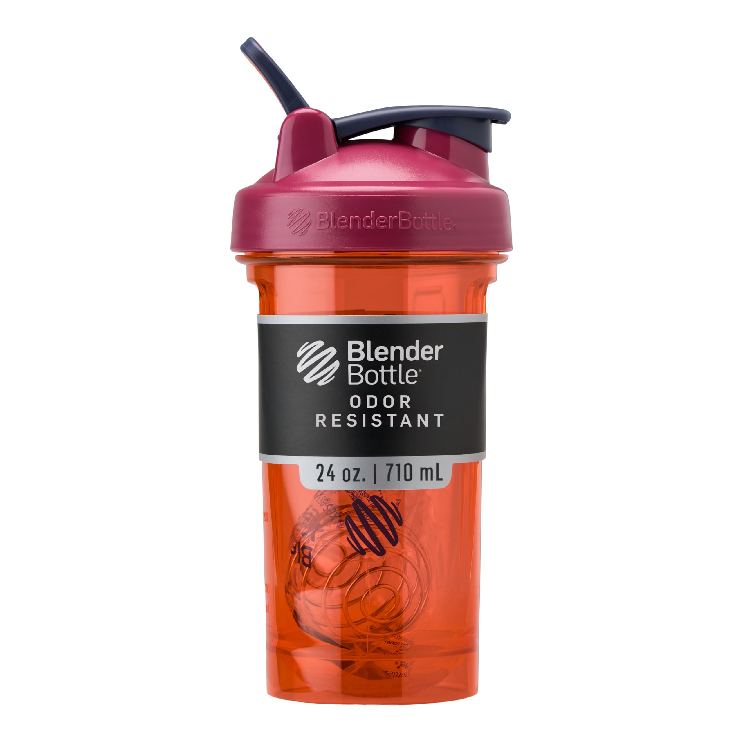 BlenderBottle Shaker Bottle Pro Series Perfect for Protein Shakes and Pre Workout, 24-Ounce, Coral