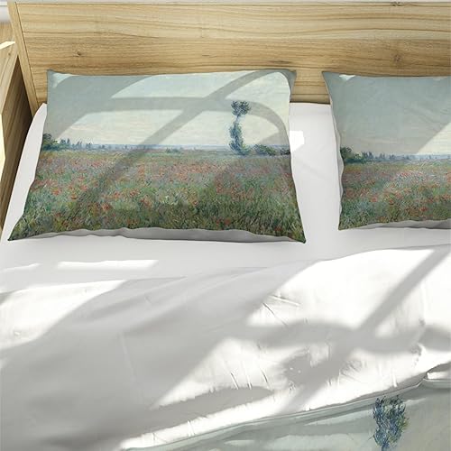 Miniatura 4 de Claude Monet Funda nórdica 3pc Paisaje de granja Juego de ropa de cama Cálida cubierta transpirable de edredón de microfibra con cierre de