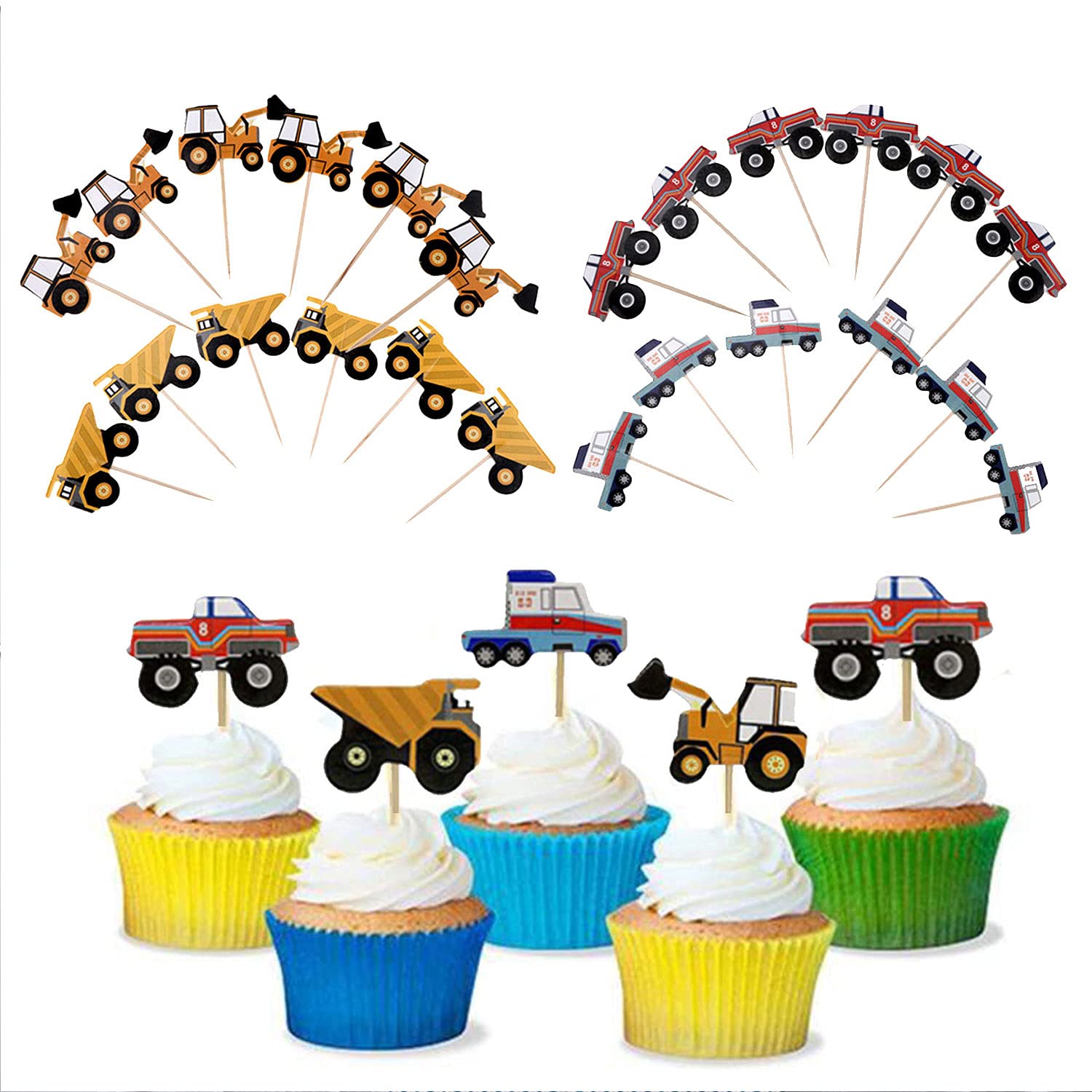 Buy 24pack Construction Engineering Car Cupcake Toppers Dump Truck