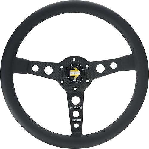 Miniatura 6 de MOMO PRO35BK0S - Volante de piel Prototipo plateado de 13.780in