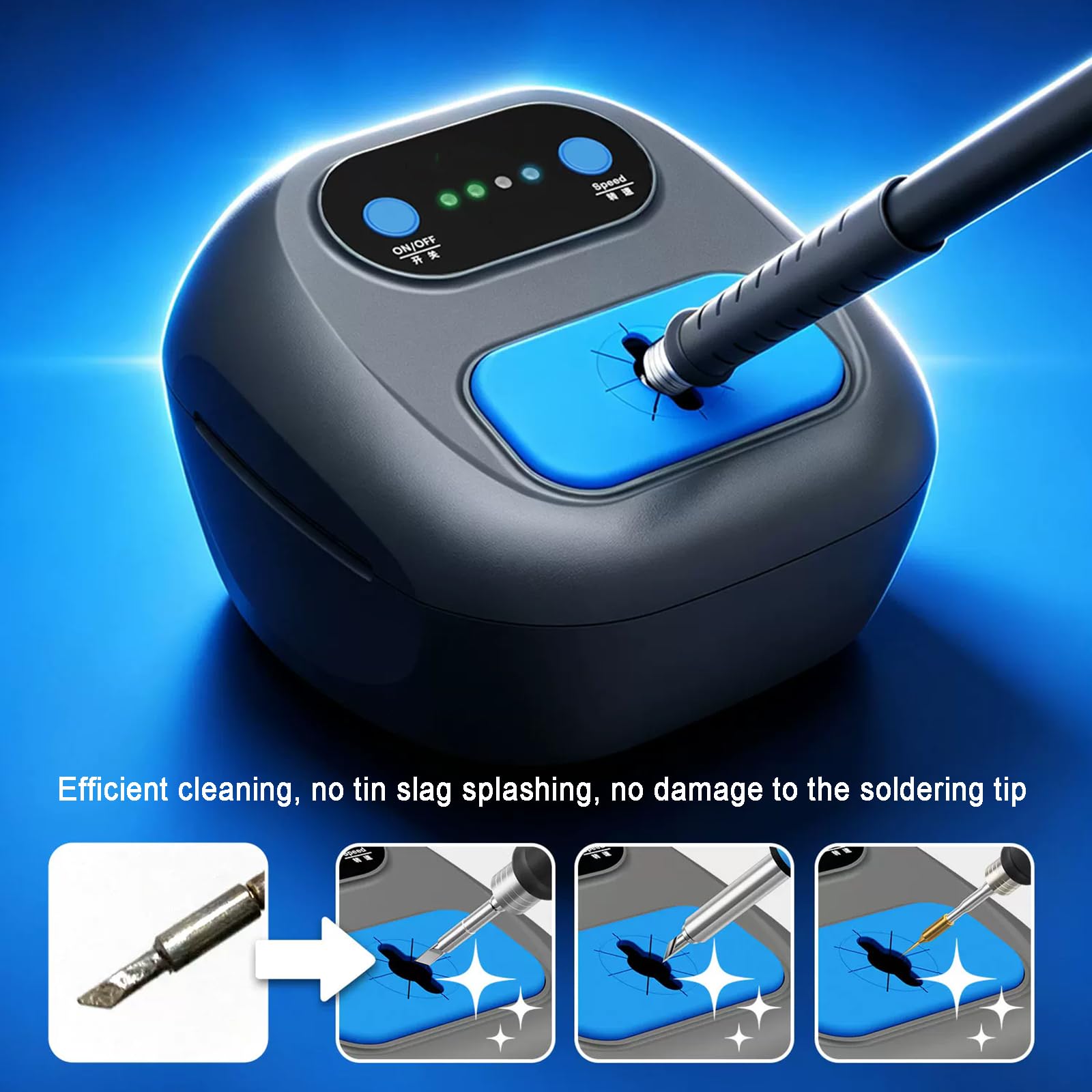 Limpiador Automático De Puntas De Soldadura, Sensor Infrarrojo Dual, con 3 Velocidades Ajustables, Cepillo De Latón, para Limpieza Y Desoldadura De Puntas, Reparación Electrónica