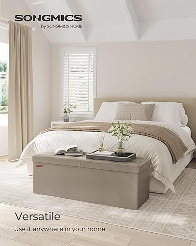 Miniatura 117 de SONGMICS MAZIE Collection - Banco otomano de almacenamiento de 30 pulgadas con tapa abatible, reposapiés de almacenamiento, carga de 660 libras,
