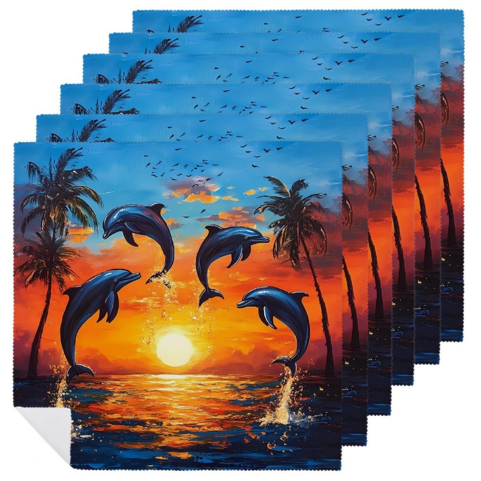 Servilletas de tela suaves con acabado decorativo de paisaje marino