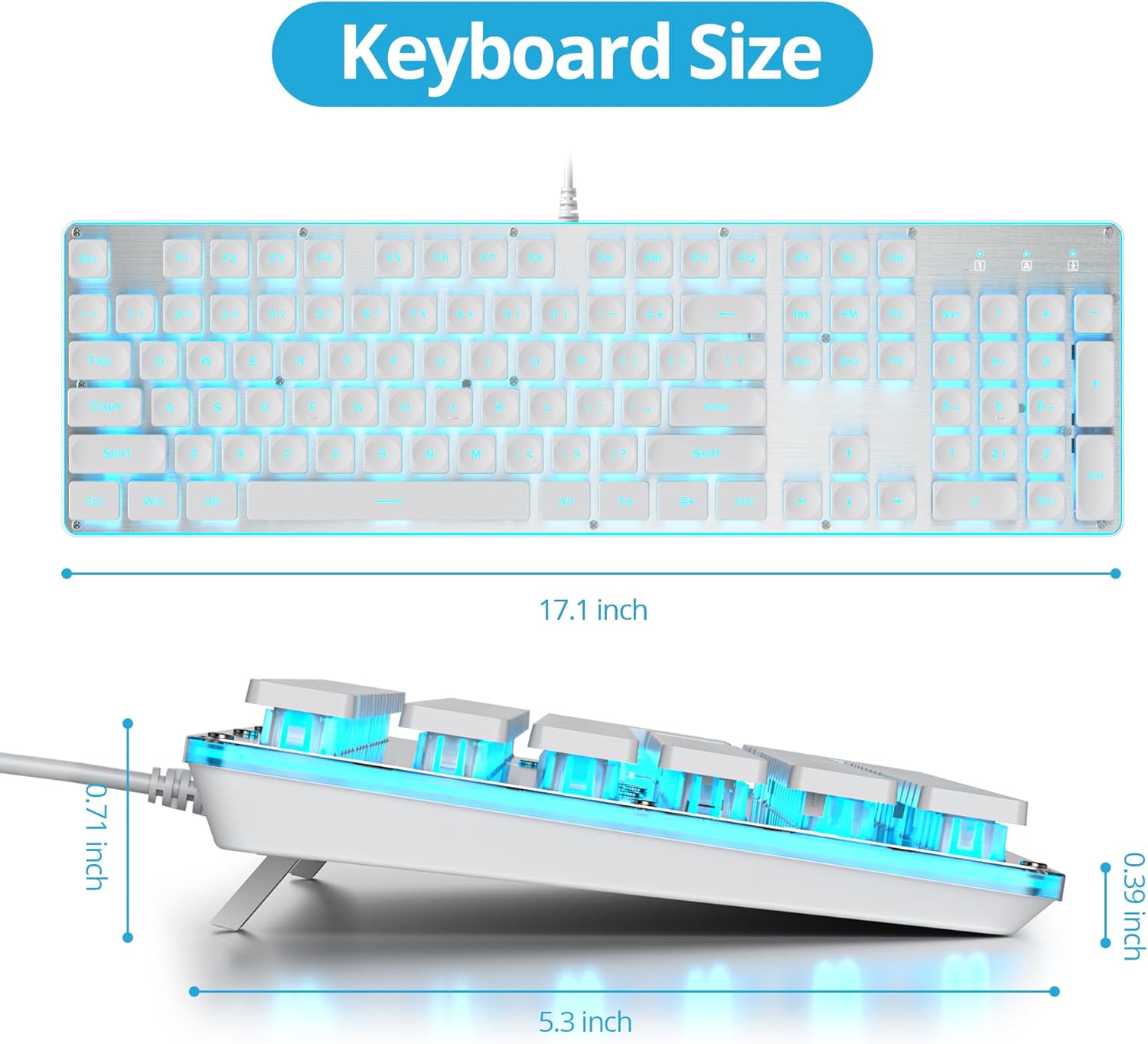 Teclado Mecánico Para Juegos De Tamaño Completo Con Cable De 104 Teclas Con Cargador Inalambrico Teclado Con Base De Aluminio Con Retroiluminacion Arcoiris Led De 18 Rgb Teclado Para Juegos Windows