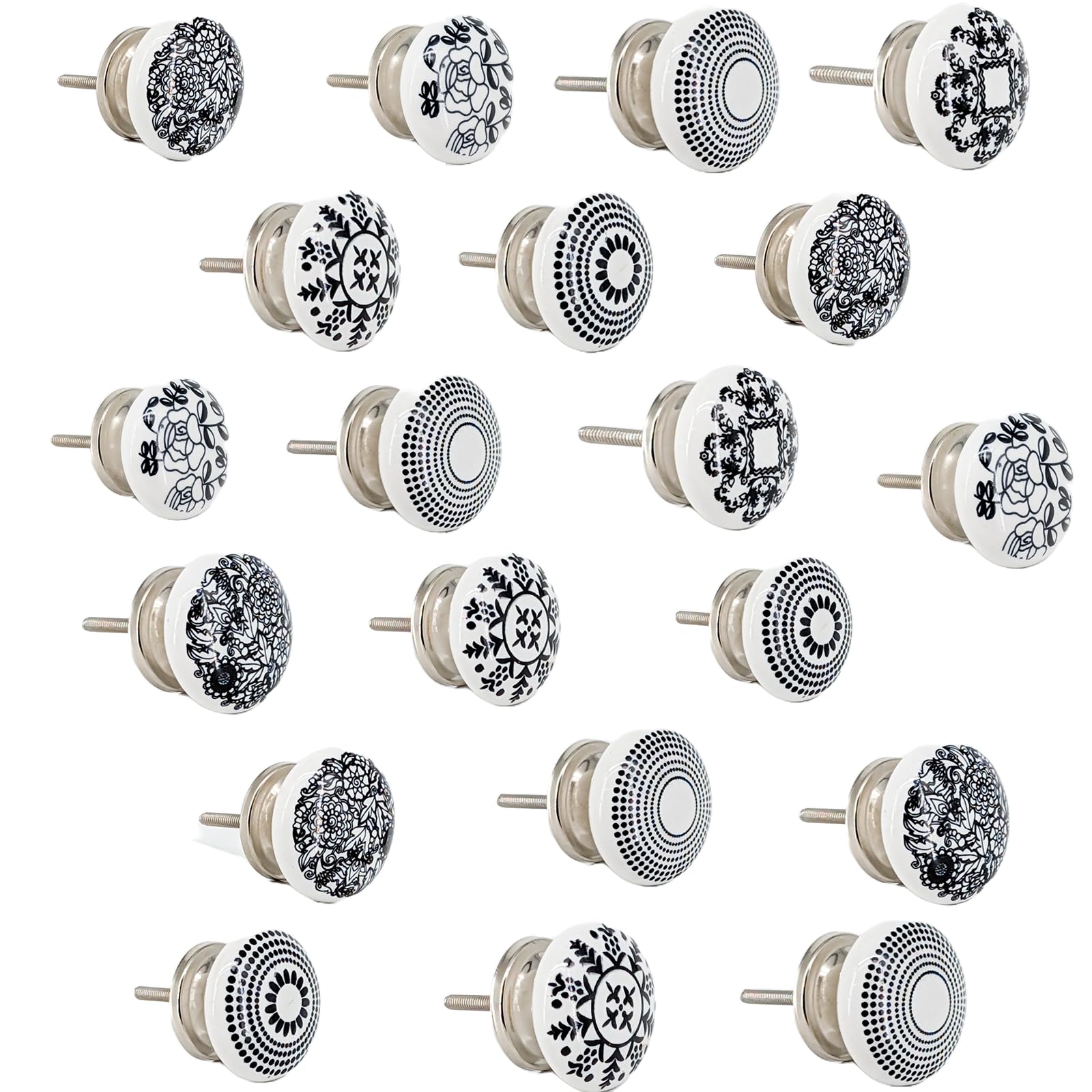 Knober - Pomo para muebles de cerámica, color blanco, estilo art déco, rústico, vintage