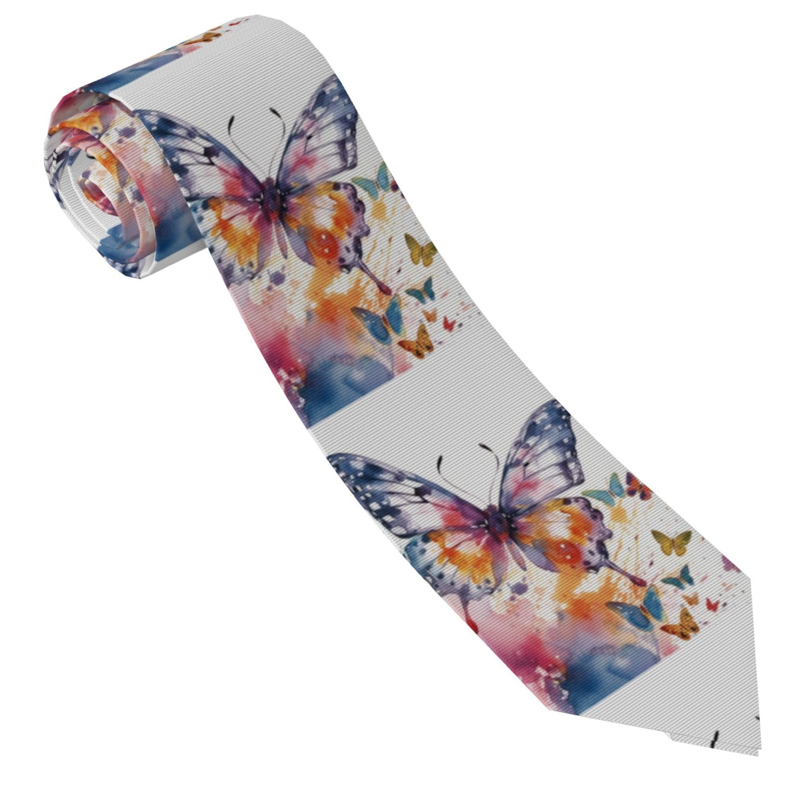 peiyeety Watercolor butterfly Mens Ties Classic Silk Tie Formal Neckties Woven Jacquard Neck Ties