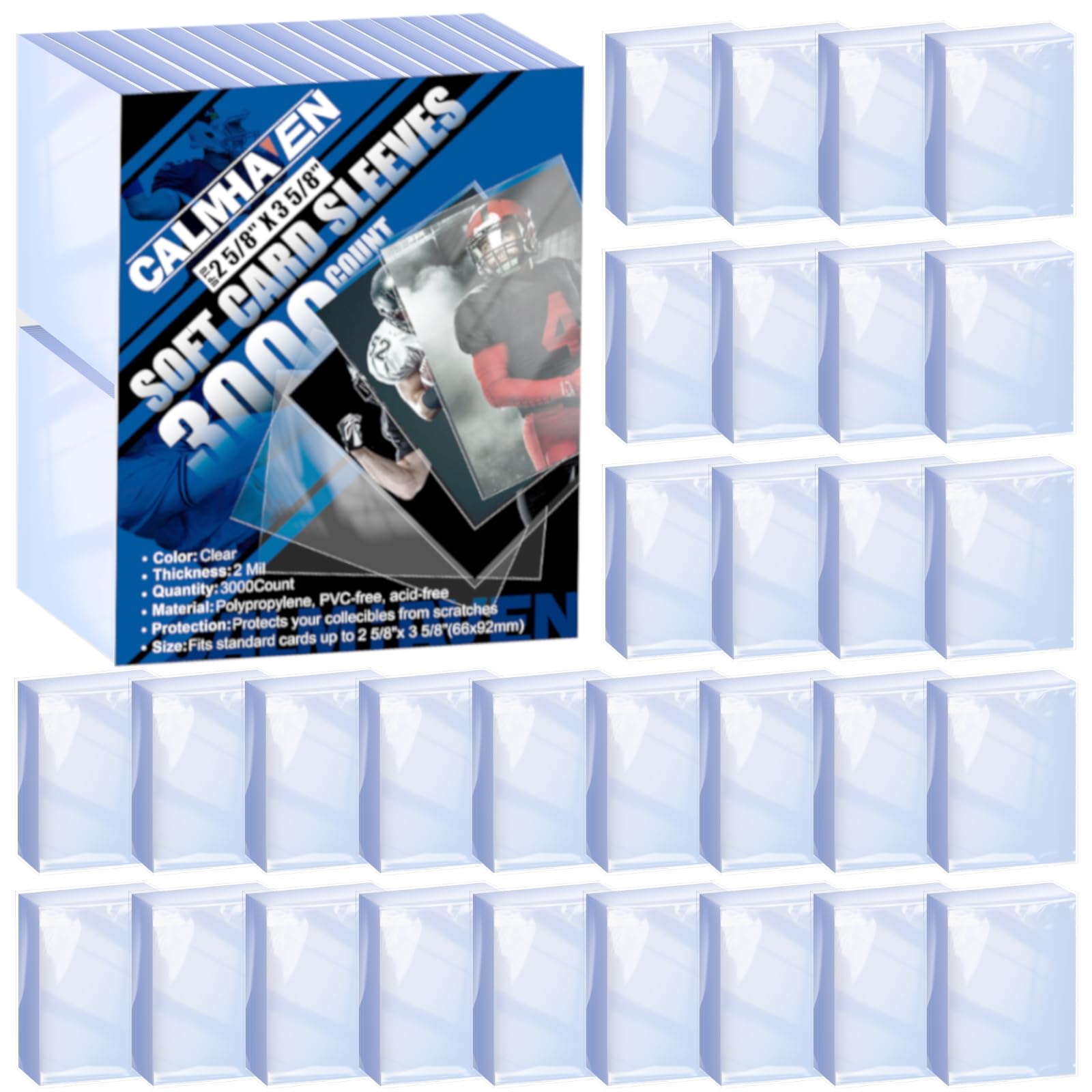 Photo 1 of 3000 Count Soft Clear Card Sleeves - Penny Sleeves for Trading Cards, Standard Size 2.5"x 3.5", Archival Safe Protectors Compatible with MTG, TCG, PKM, Baseball, Football & Sports Cards