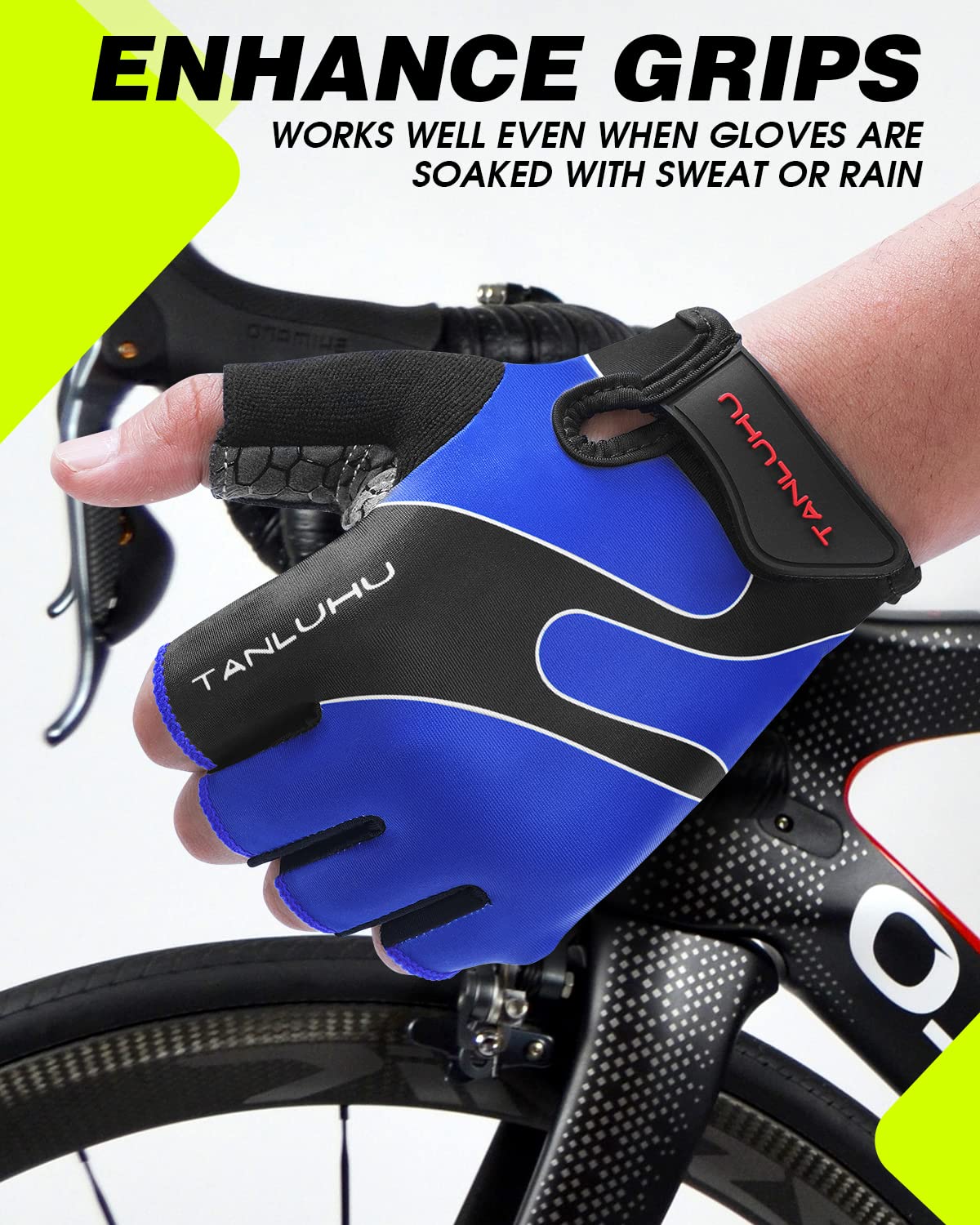 Tanluhu Fahrradhandschuhe Mountainbike Handschuhe Halbfinger Road Racing Reithandschuhe Atmungsaktiv Stoßdämpfende Fahrradhandschuhe für Damen und Herren