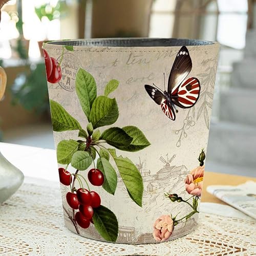 Miniatura 10 de Scakbyer Bote de basura de 10 L2.64 galones, cesta de residuos decorativa, cesta de papel de basura de piel sintética, bote de basura impermeable
