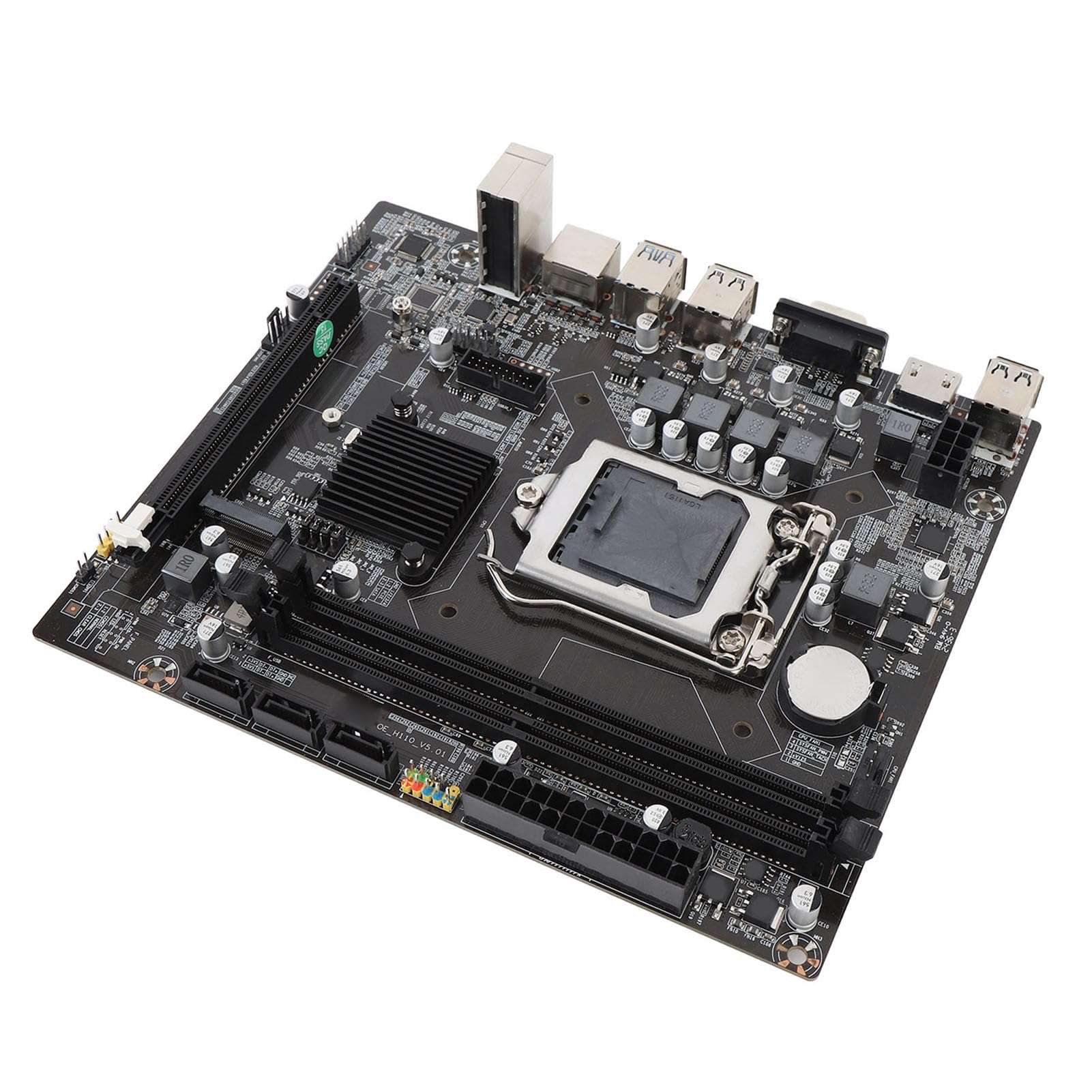 VBESTLIFE Płyta Główna Komputerowej H110, DDR4 USB3.0 M.2 NVME Gaming Mainboard z Interfejsami Wyświetlaczów VGA HD, dla LGA 1151 Celeron Core