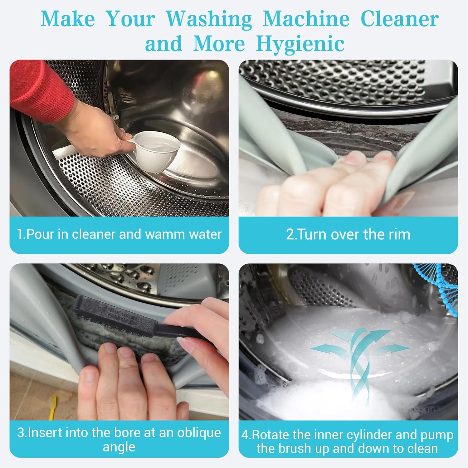 Washing Machine Cleaning Brush Kits Front Load Washer Scrub Cleaner Tools Accessories for Tight Spaces and Washing Machine Rubber Seals Tight Spaces and Washer Rubber Seal 6pcs