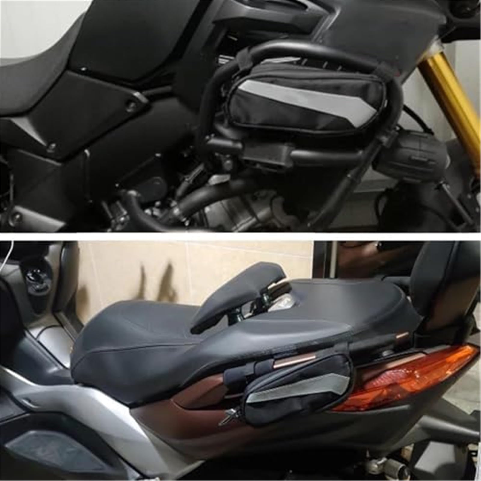 Sakwa motocyklowa tylna, do XT1200Z TMAX530 NMAX155 Uchwyt na tylną torbę Sakwy bagażnik Top Case Akcesoria Zestaw do napraw drogowych motocykla(BLACK Set)