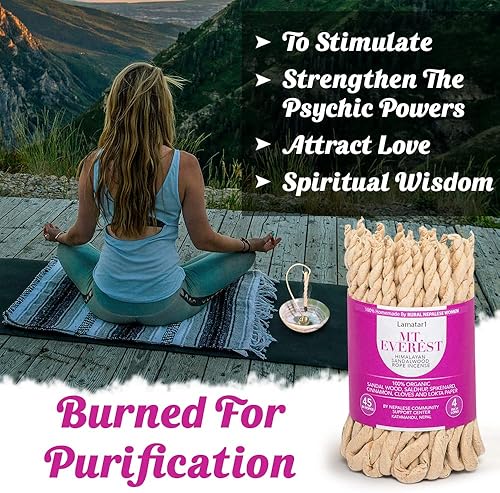 Miniatura 4 de Incienso de cuerda tibetana orgánica de madera del Himalaya hecha a mano en Nepal (cada paquete contiene APPR. 45 en cuerdas)