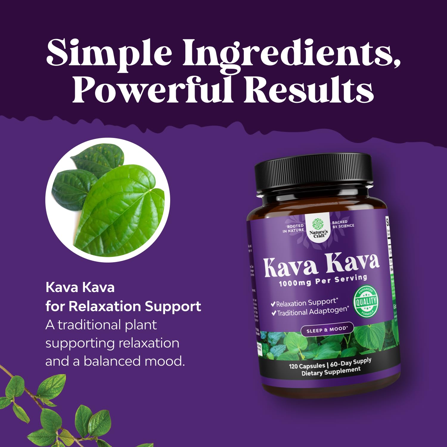 Kava Kava Capsules - Stress & Mood Support Supplement -Gelatin Free -120 Ct — Amazon image 5