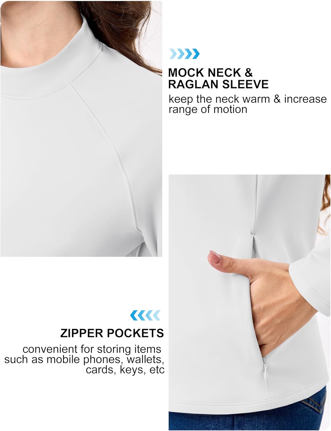 TACVASEN Women's Thermal Shirts Mock Turtleneck Fleece Lined Long Sleeve Underwear Water Resistant Athletic Base Layer - Image 3