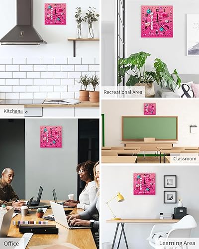 Miniatura 5 de Mother's Day Wooden Wall Clock Silent Non Ticking, Love Heart Spring Flower Pink Purple Square Wall Clock Battery Operated, Decor Clock for Home