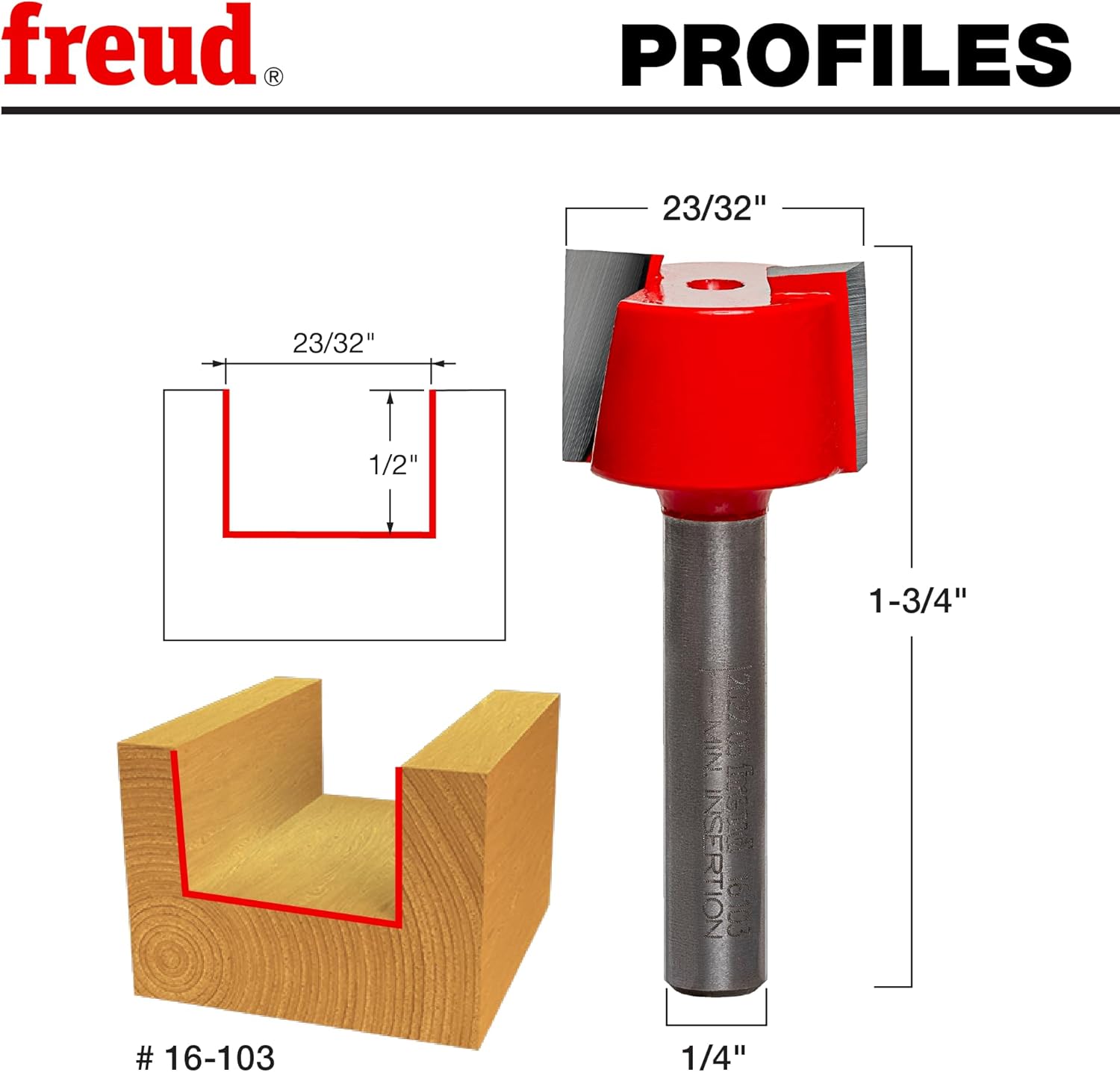 Freud 16-103: 23/32" (Dia.) Mortising Bit with 1/4" Shank