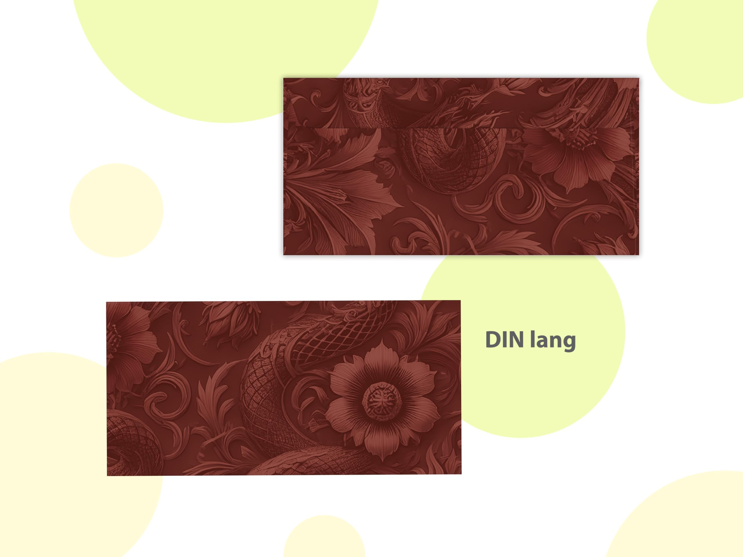 Briefpapier-Set 250 Briefbögen DIN A4 + 250 Kuverts DIN-lang ohne Fenster haftklebend - Papier beidseitig bedruckbar Geburtstag Jubiläum Hochzeit Menükarte Geschenk - Chinesischer Drache & Blume