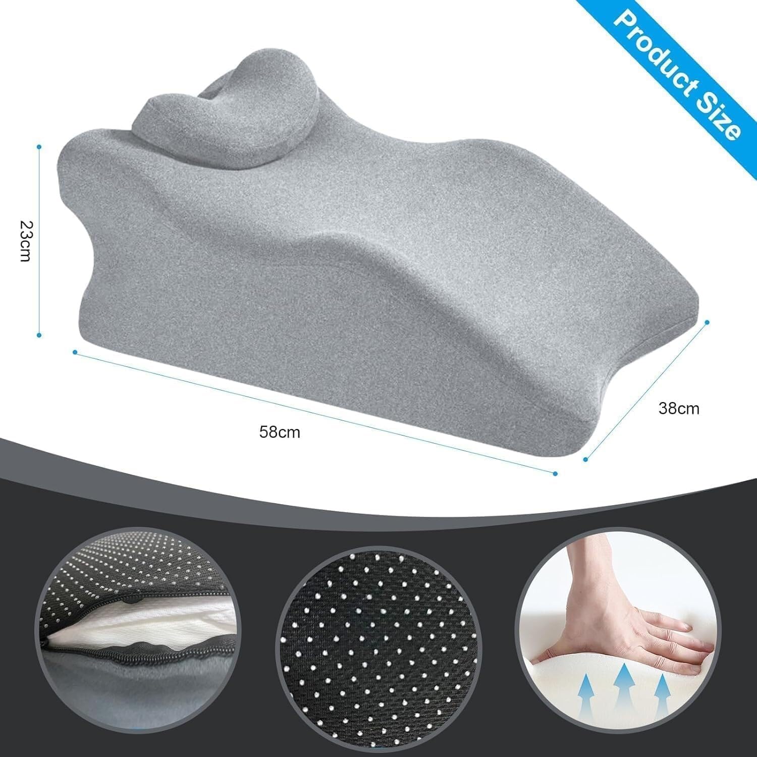 Moodie Pillow, Intimacy Pillow 27 Degree Angle Perfect Position All Perfect Position Easily, Ergonomic Memory Foam Intimacy Comfort Hip & Back Support JG5-1224(Light Gray)