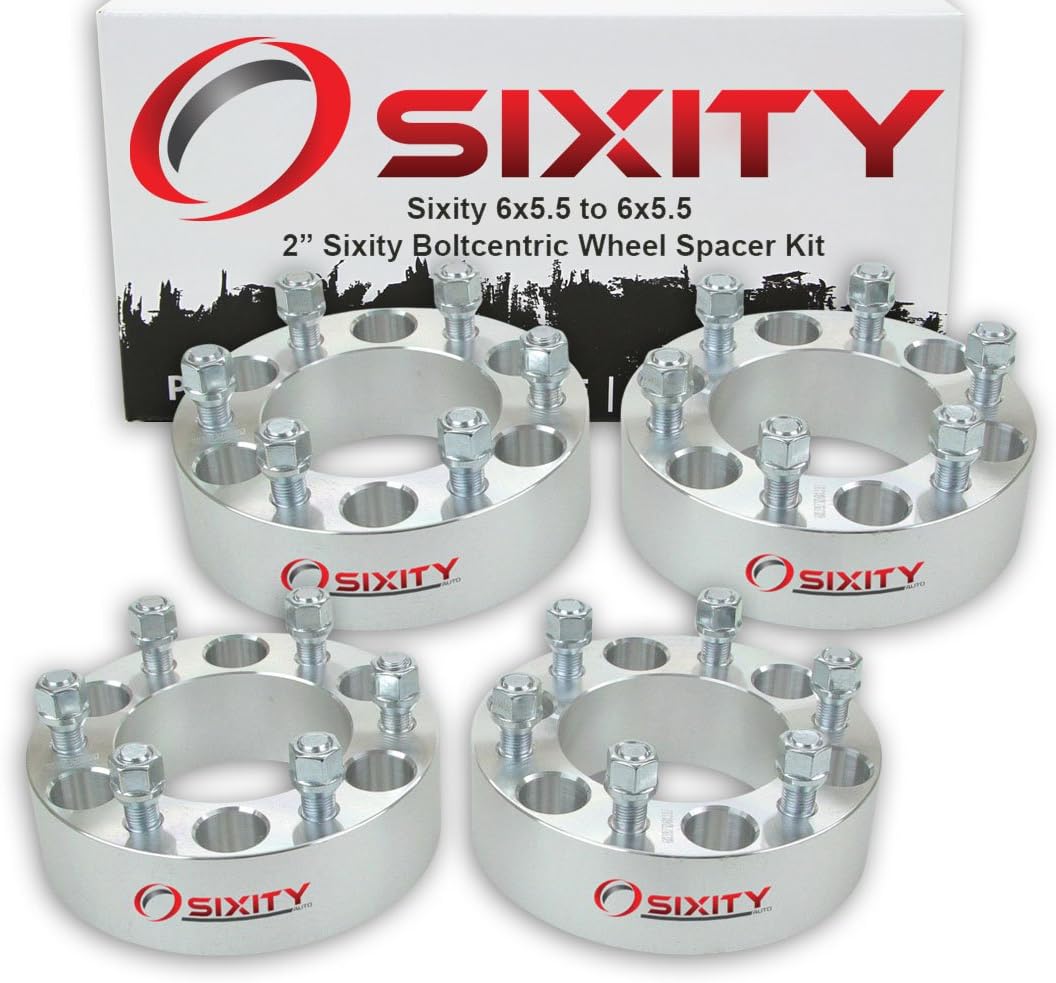 Sixity Auto 4 pc 2" 6x5.5 Wheel Spacers - Pickup Truck SUV M14x1.5mm 1.25in Studs Lugs